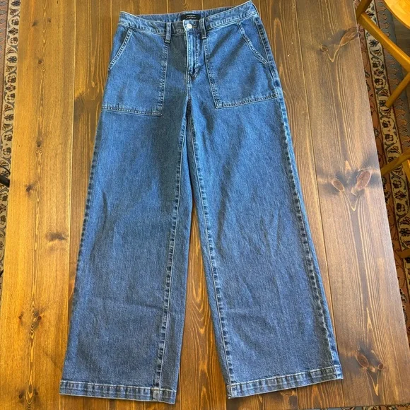 Banana Republic Wide-Leg High-Rise Jeans Size 6 Medium Wash Patch Pocket Denim - Picture 3 of 13